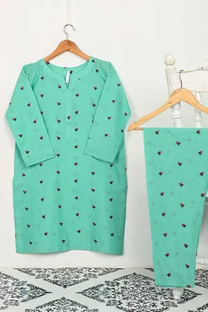 STP-143D-SeaGreen - 2PC COTTON EMBROIDERED STITCHED