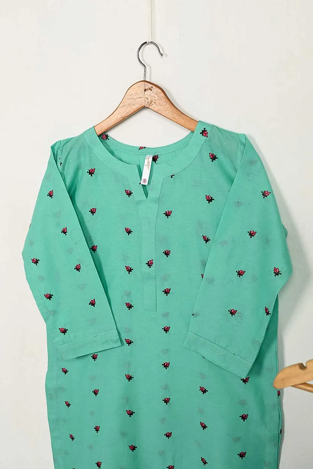 STP-143D-SeaGreen - 2PC COTTON EMBROIDERED STITCHED