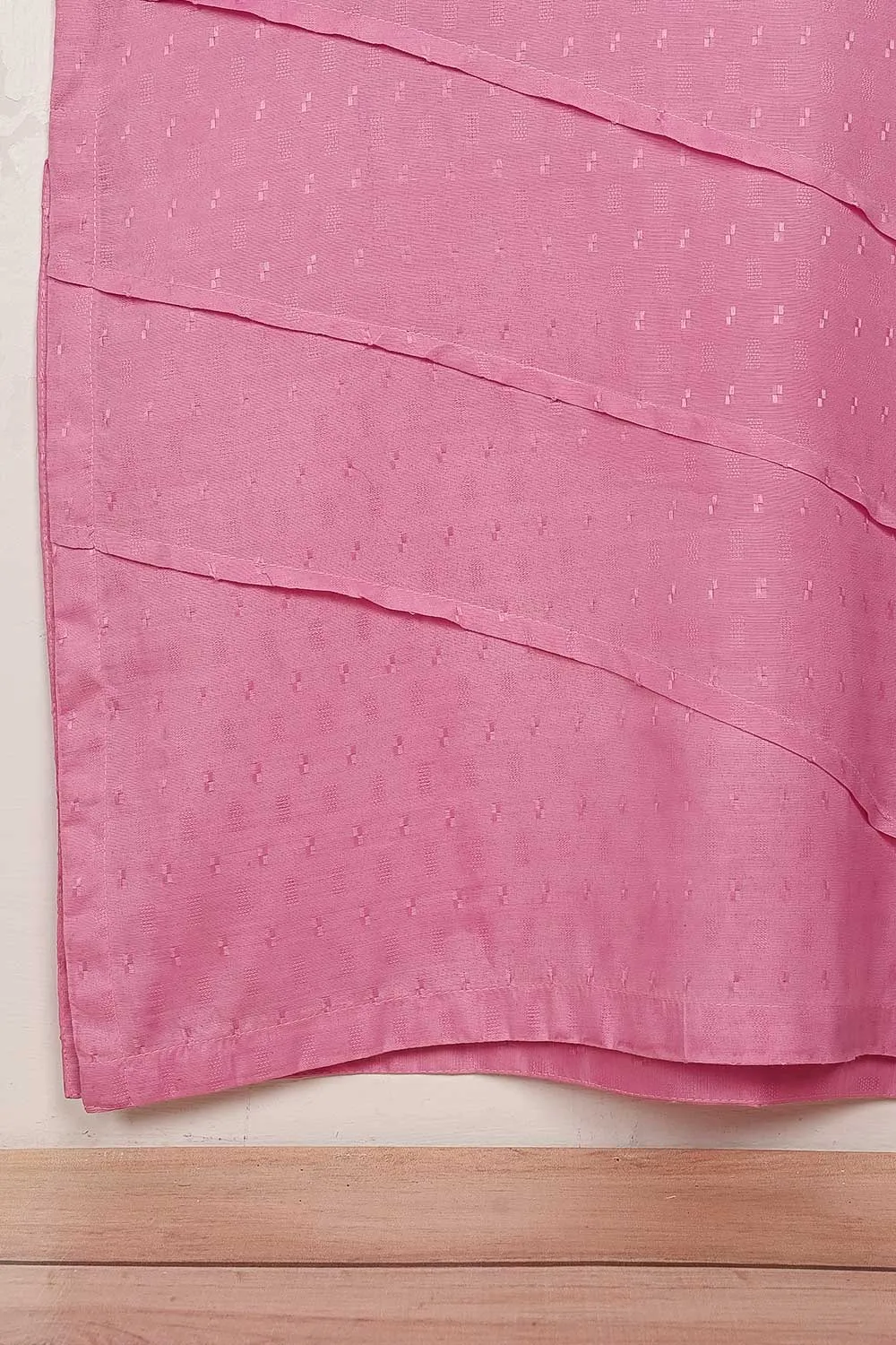 STP-164B-Pink - 2Pc Pc Jacquard Paper Cotton Dress With Pc Jacquard Paper Cotton Trouser