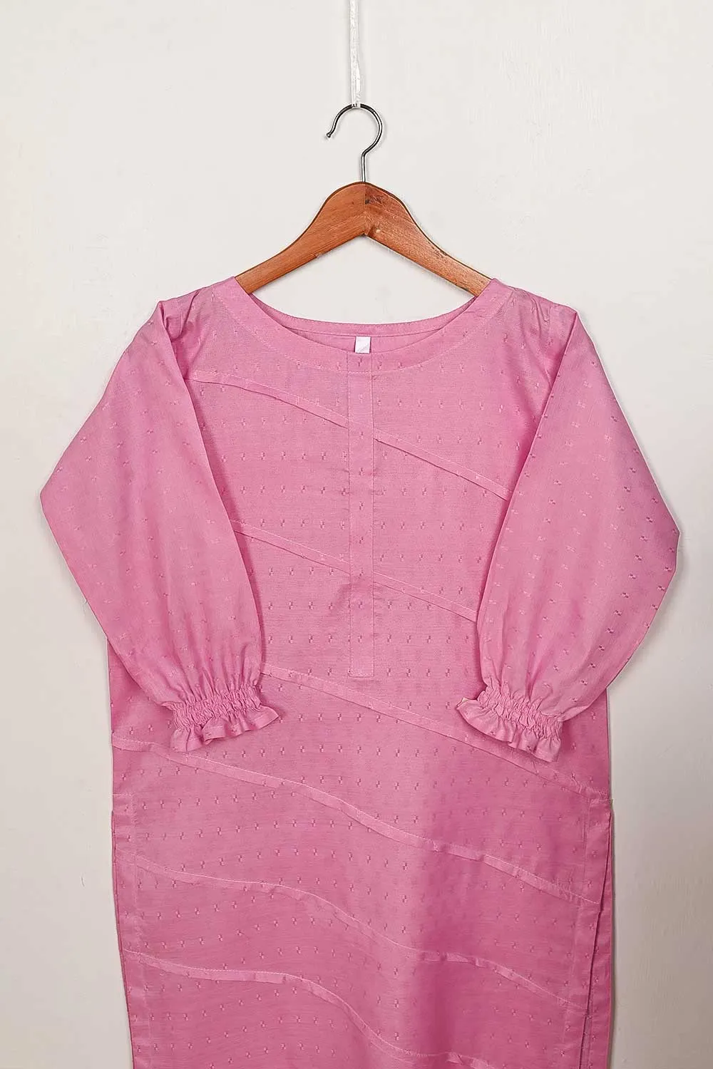STP-164B-Pink - 2Pc Pc Jacquard Paper Cotton Dress With Pc Jacquard Paper Cotton Trouser