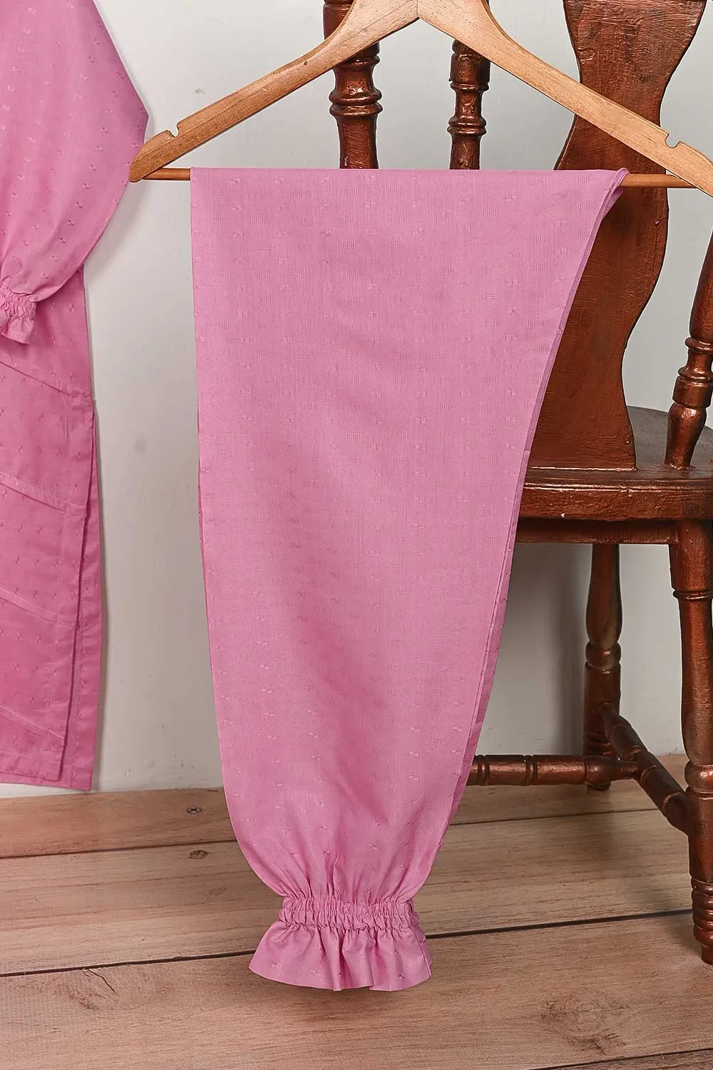 STP-164B-Pink - 2Pc Pc Jacquard Paper Cotton Dress With Pc Jacquard Paper Cotton Trouser