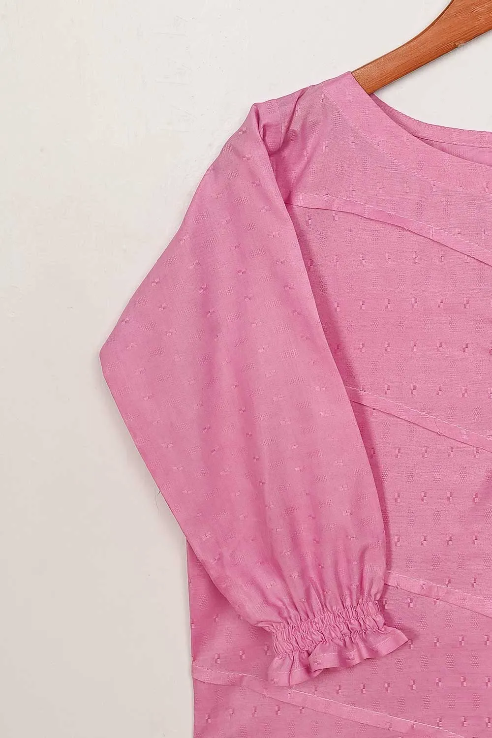 STP-164B-Pink - 2Pc Pc Jacquard Paper Cotton Dress With Pc Jacquard Paper Cotton Trouser