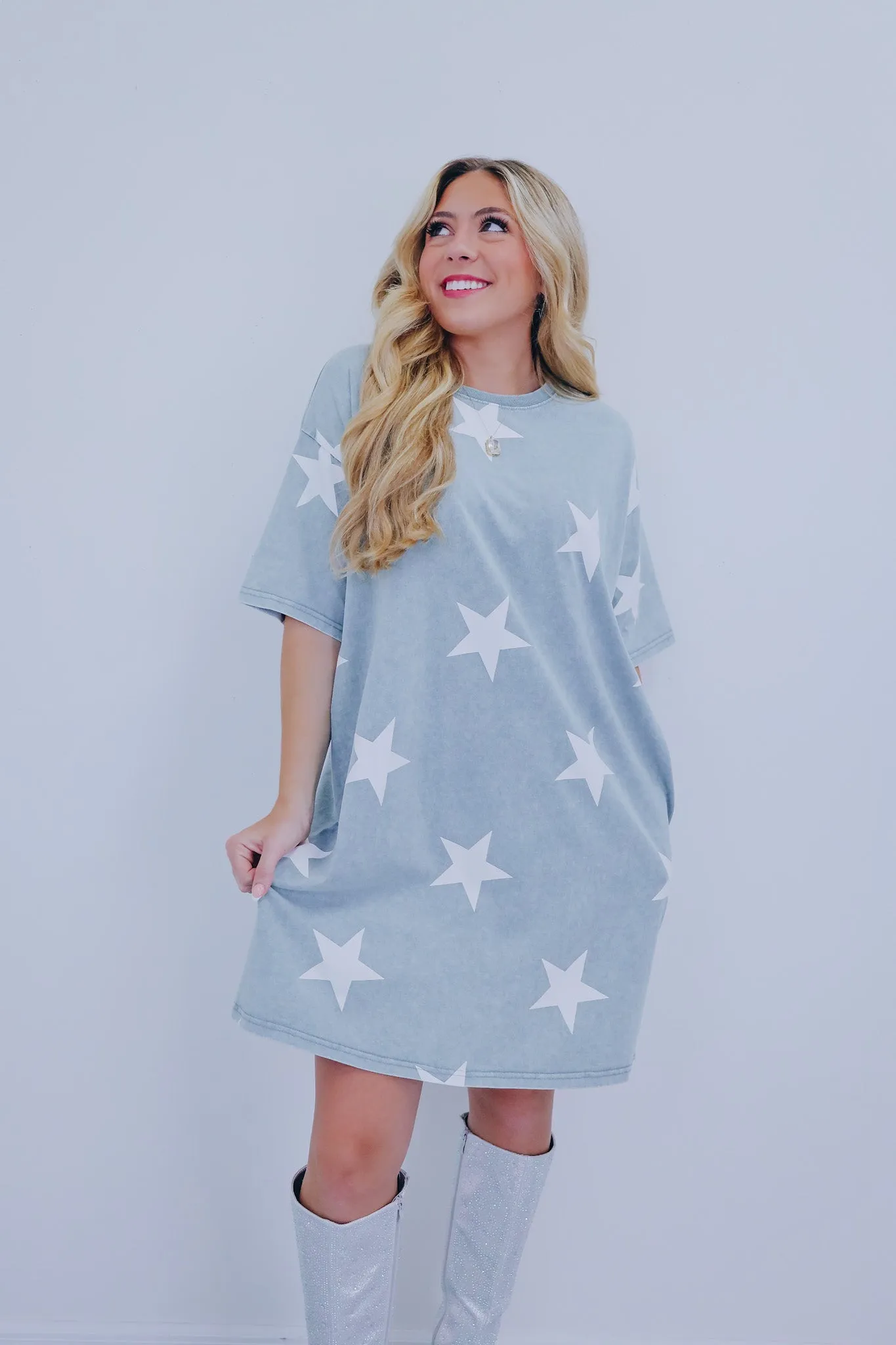 Striking Star Print T-Shirt Dress- 5 Colors