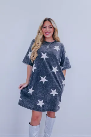 Striking Star Print T-Shirt Dress- 5 Colors