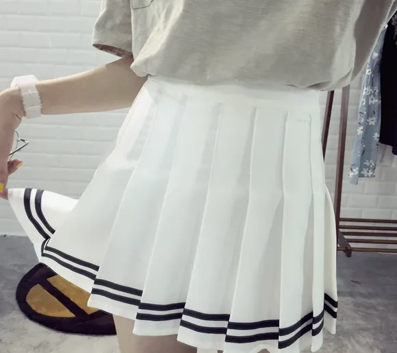 Striped Pleated Skirt KF2014