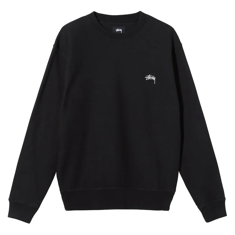 Stussy Stock Logo OverDyed Crew Sweatshirt Black