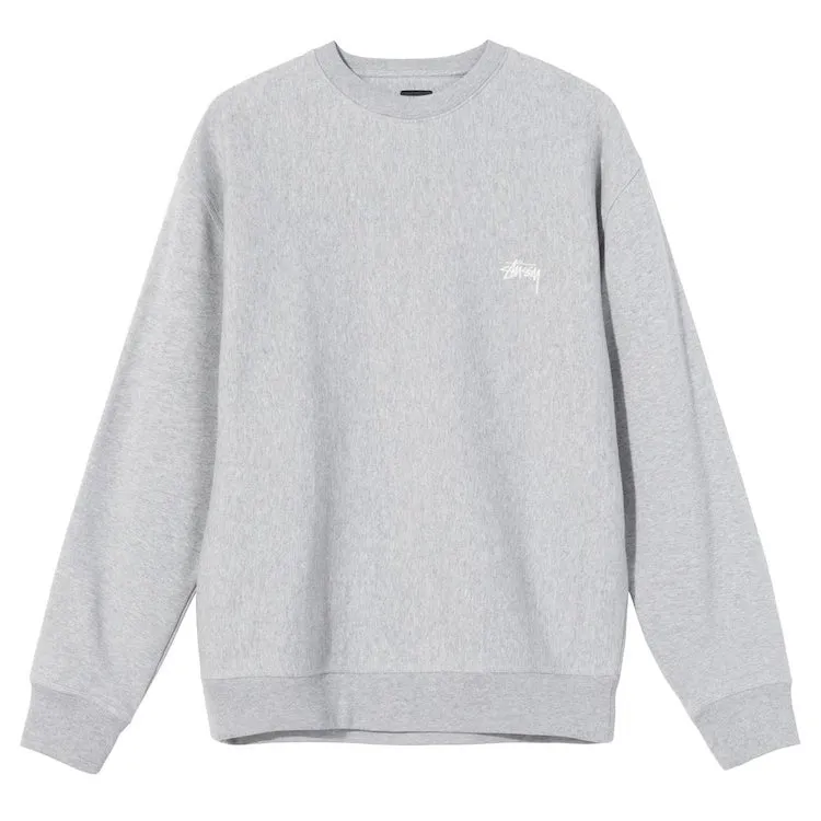 Stussy Stock Logo OverDyed Crew Sweatshirt Grey Heather