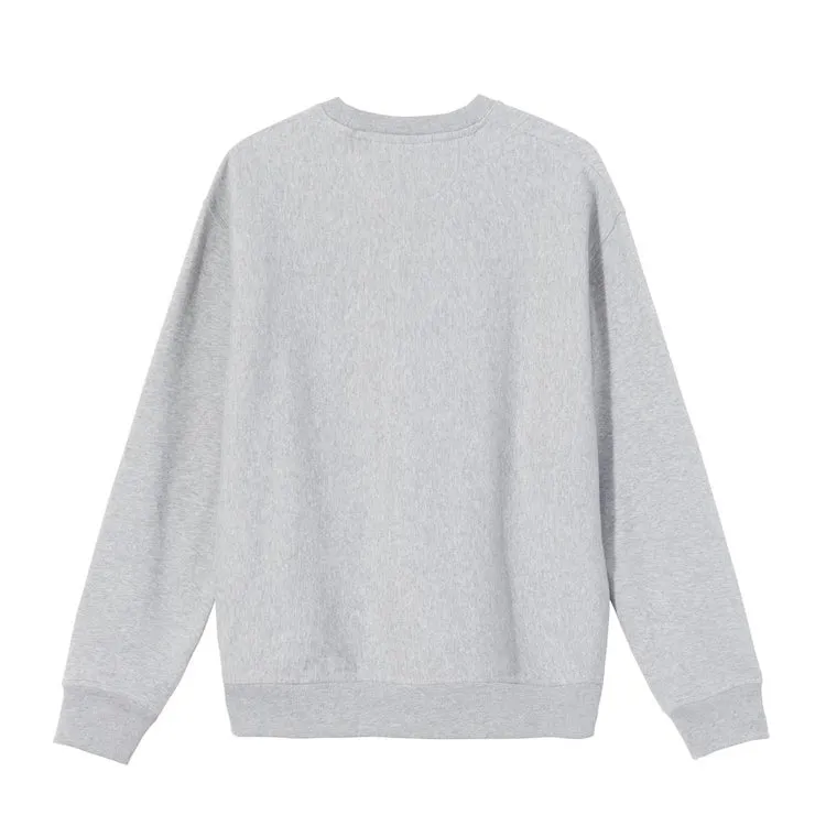 Stussy Stock Logo OverDyed Crew Sweatshirt Grey Heather