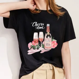 Style T： Lady In Floral Dress Women Black T-Shirt