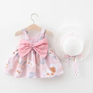 Summer Princess Dress Set with Sunhat