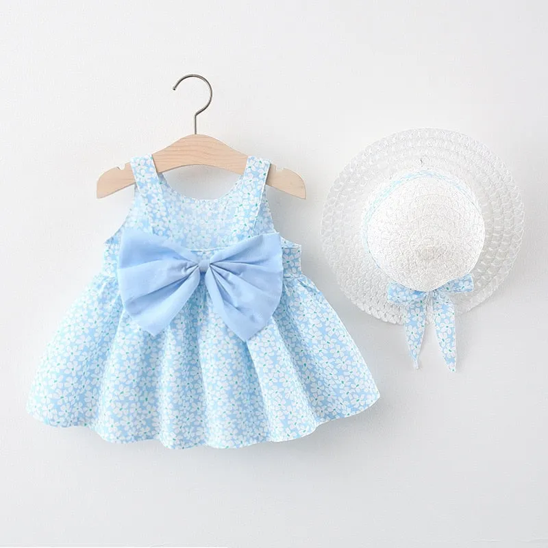 Summer Princess Dress Set with Sunhat