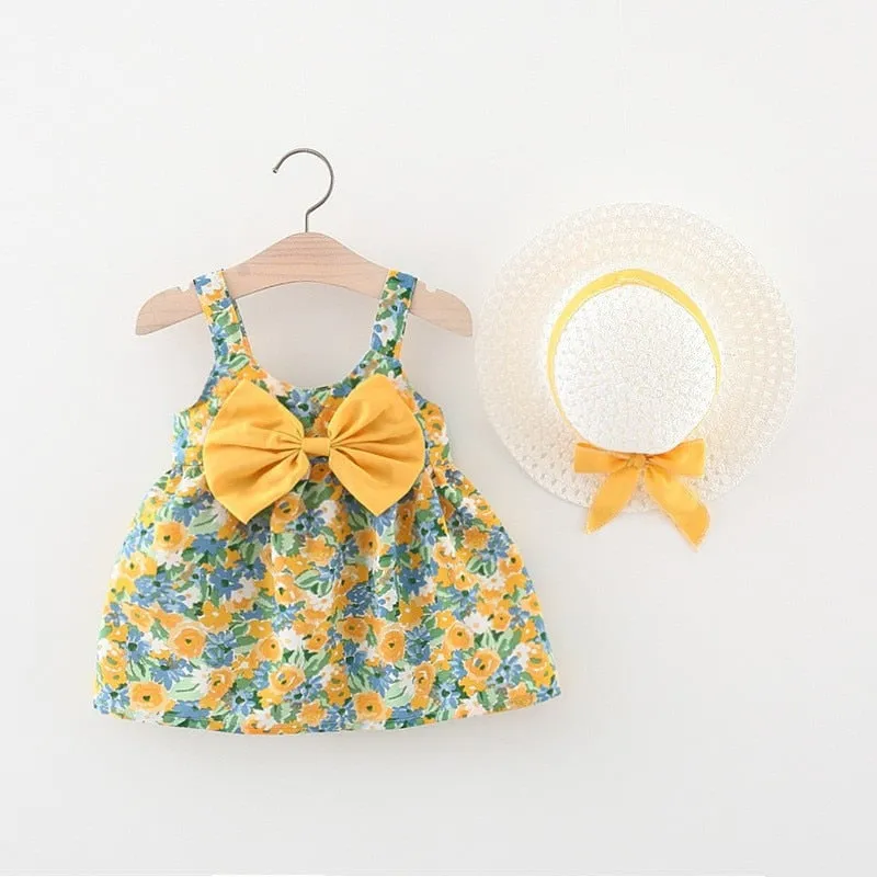 Summer Princess Dress Set with Sunhat