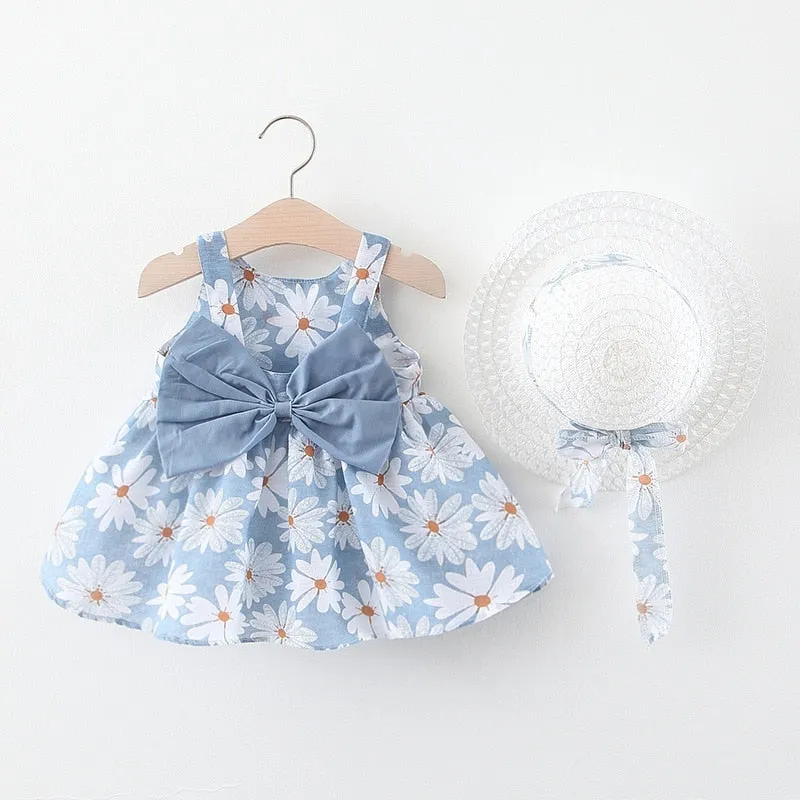 Summer Princess Dress Set with Sunhat