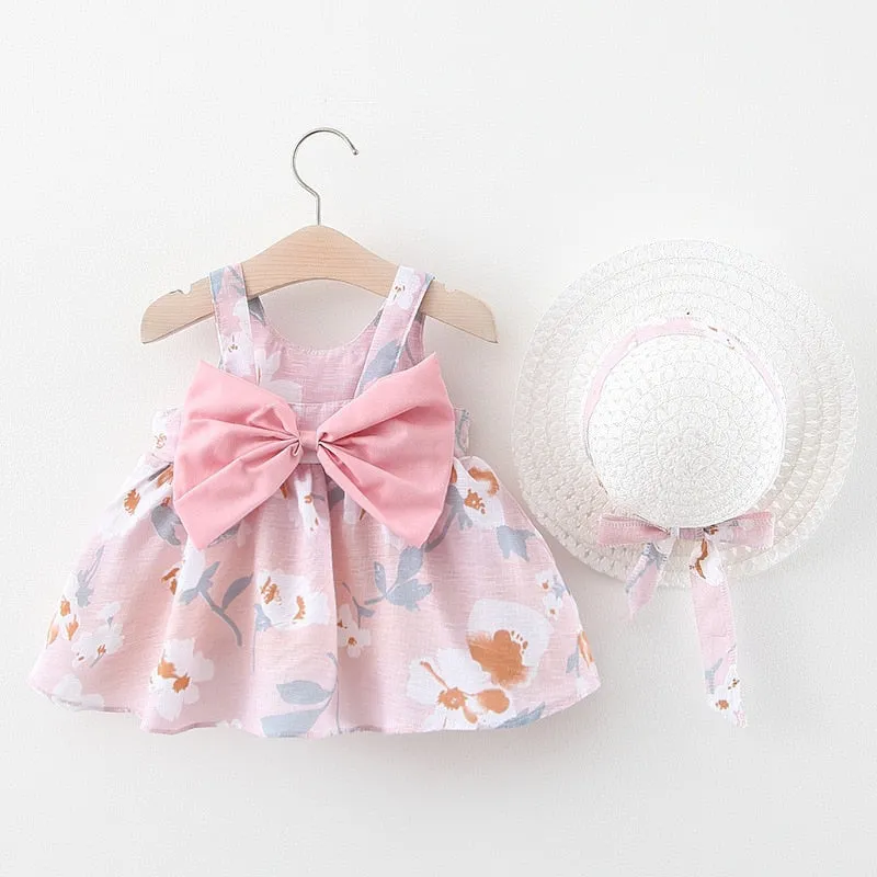 Summer Princess Dress Set with Sunhat