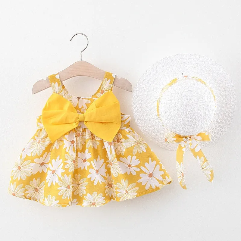 Summer Princess Dress Set with Sunhat