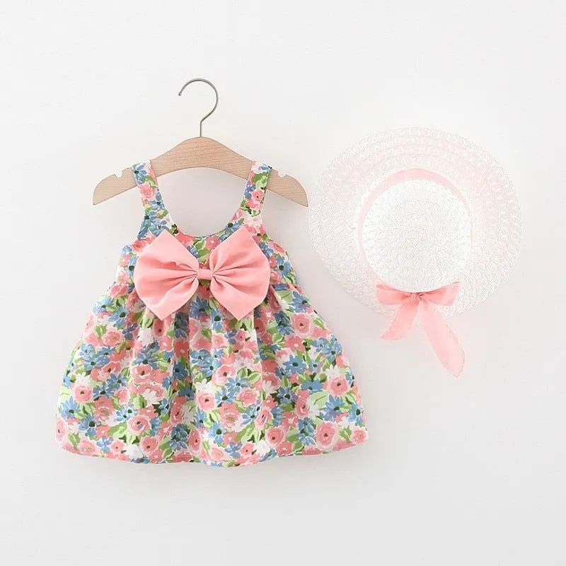 Summer Princess Dress Set with Sunhat