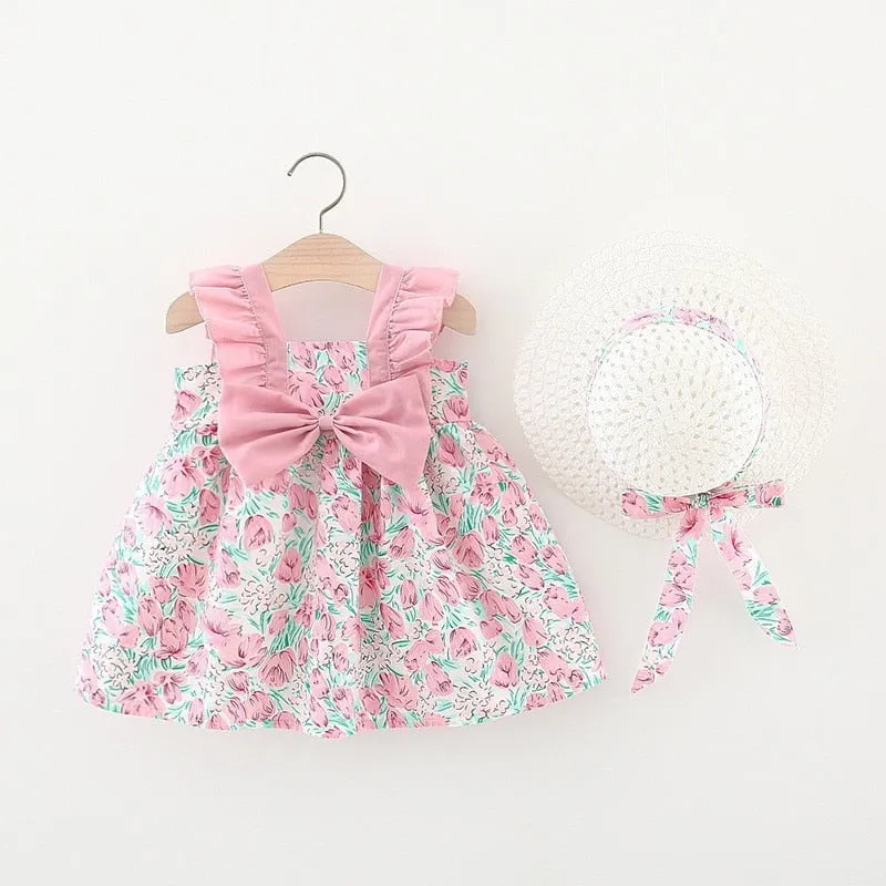 Summer Princess Dress Set with Sunhat