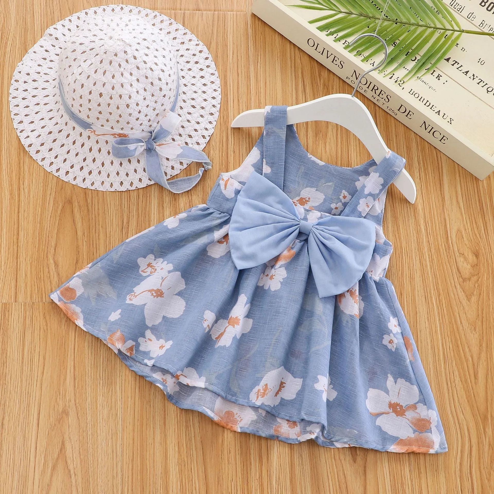 Summer Princess Dress Set with Sunhat