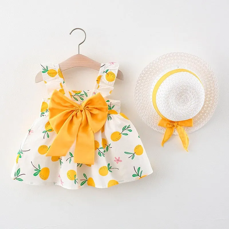 Summer Princess Dress Set with Sunhat