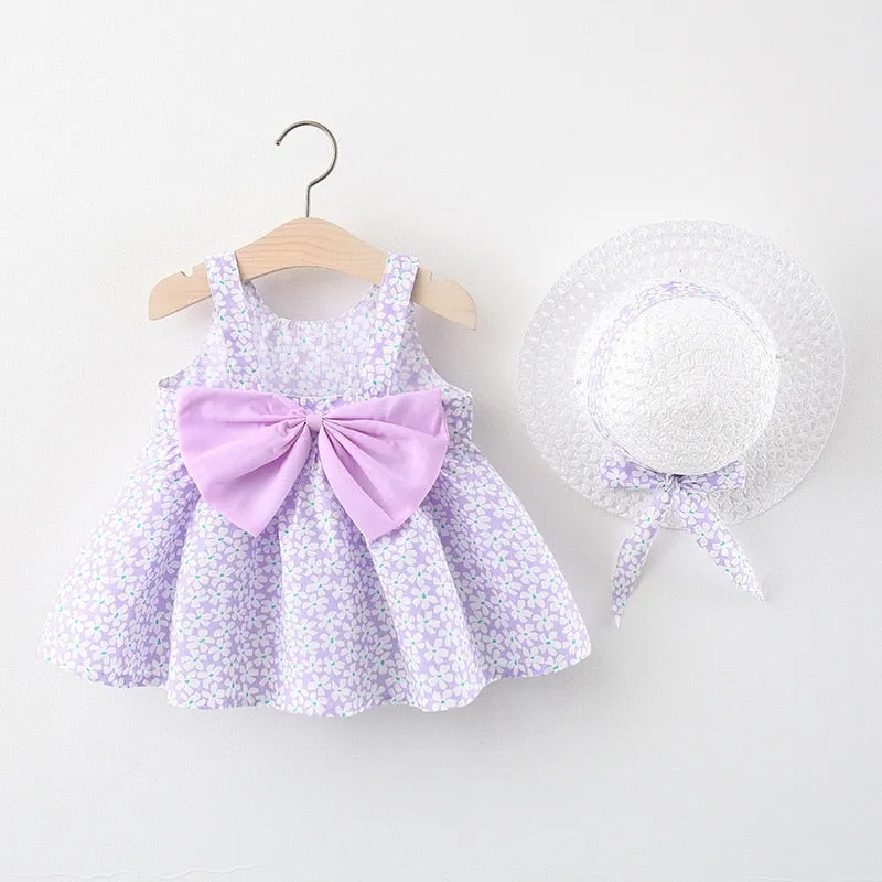 Summer Princess Dress Set with Sunhat