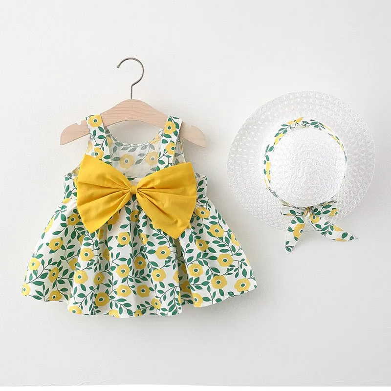 Summer Princess Dress Set with Sunhat