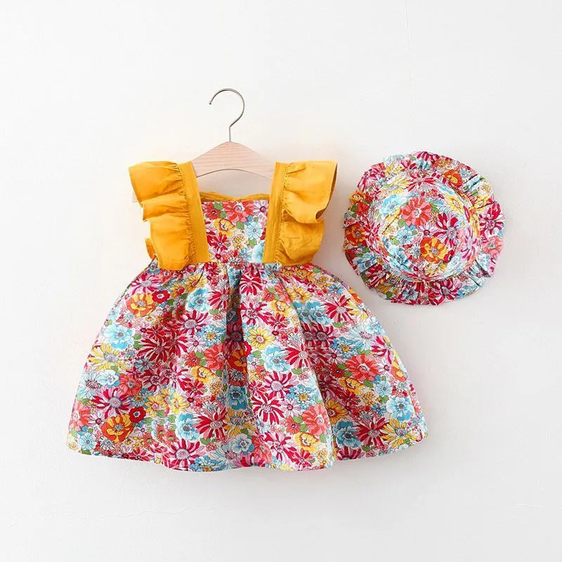 Summer Princess Dress Set with Sunhat