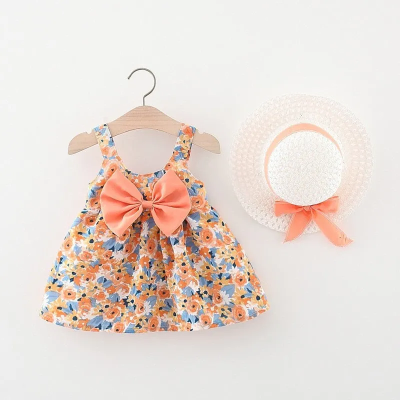 Summer Princess Dress Set with Sunhat