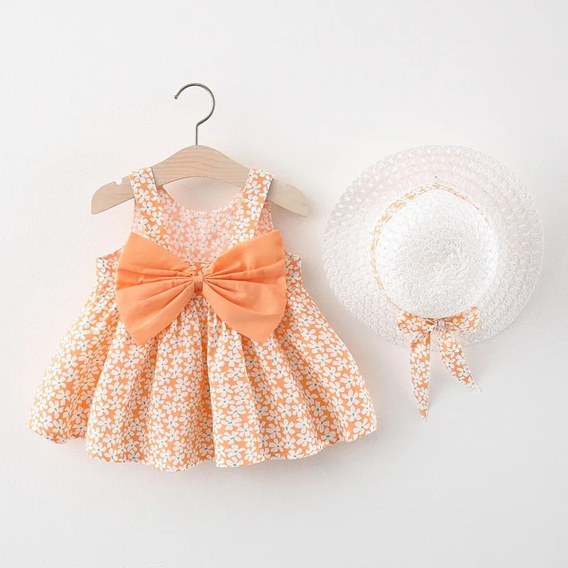 Summer Princess Dress Set with Sunhat