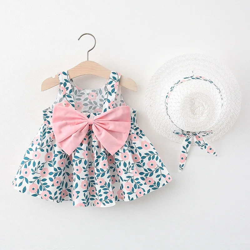 Summer Princess Dress Set with Sunhat