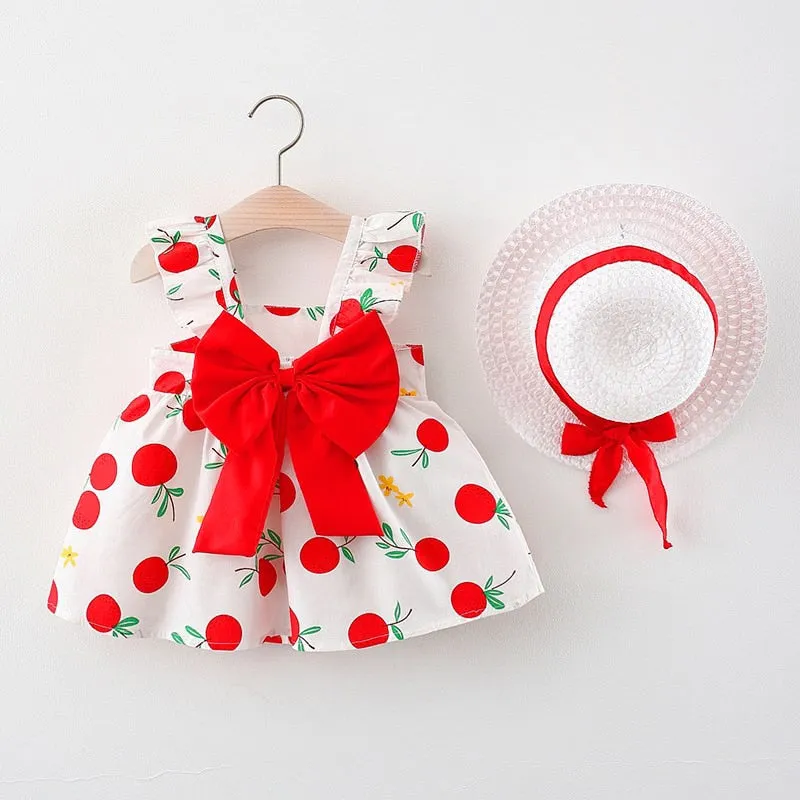 Summer Princess Dress Set with Sunhat