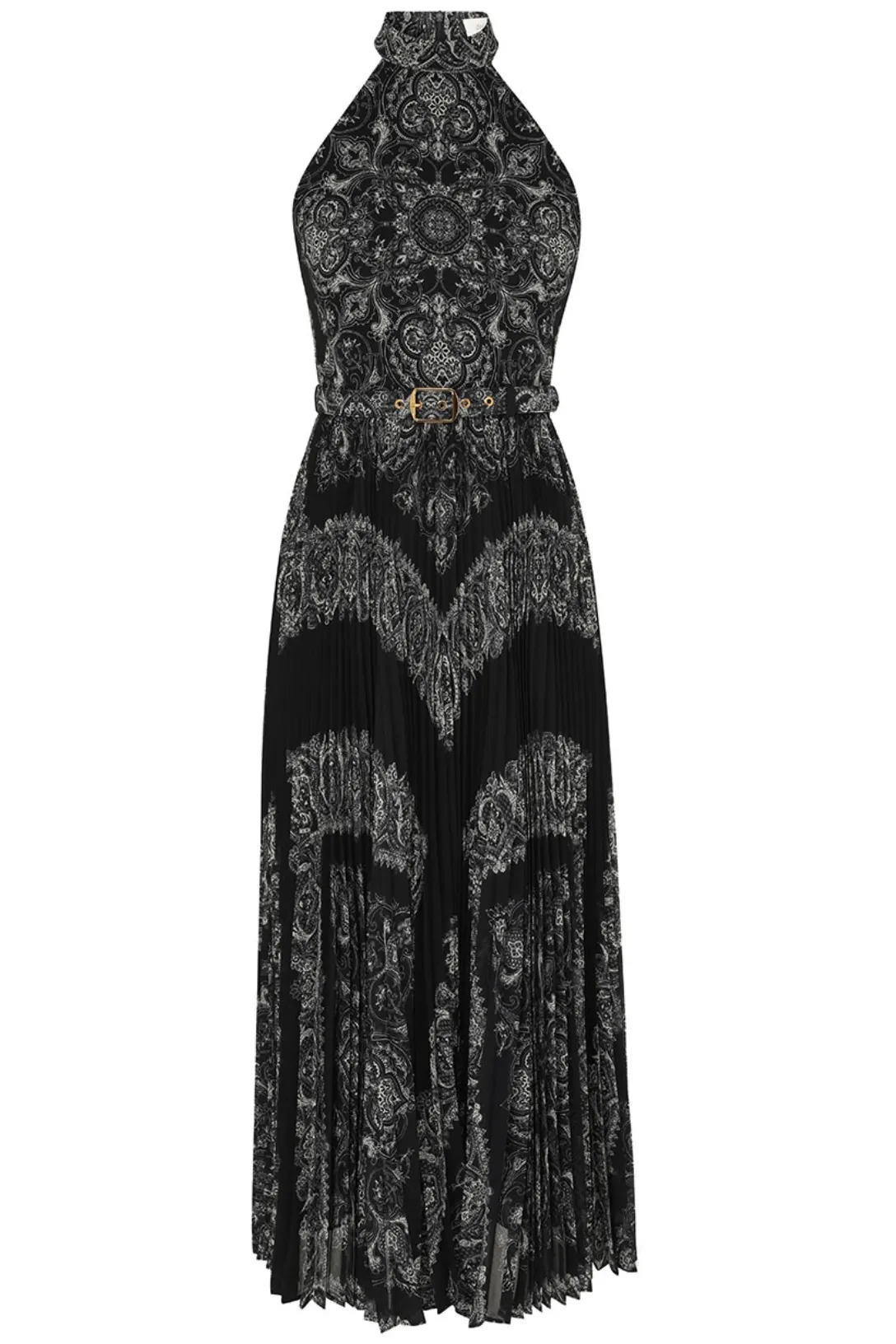 Sunray Halter Picnic Dress | Black Paisley