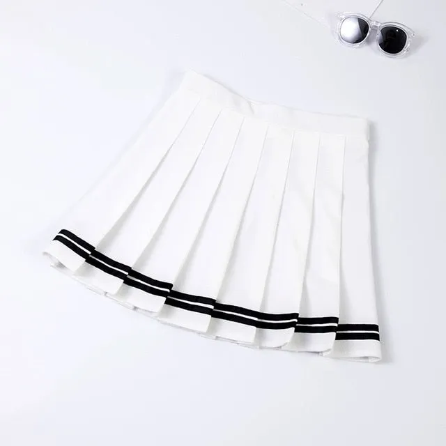 Sweet schoolgirl pleated skirt with stripes