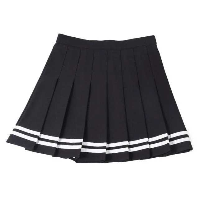 Sweet schoolgirl pleated skirt with stripes