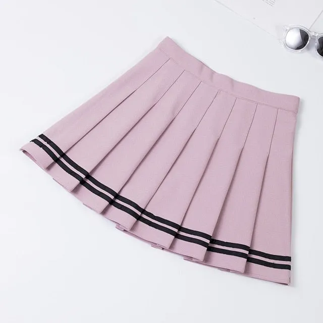 Sweet schoolgirl pleated skirt with stripes