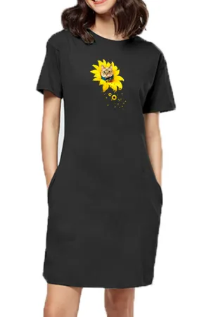 T-shirt Dress With Pockets - A Meowment Of Sunshine (5 Colours) (Slim Fit)