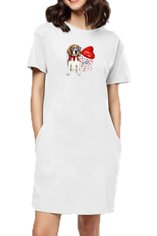 T-shirt Dress With Pockets - Beagle Furever Love (6 Colours) (Slim Fit)