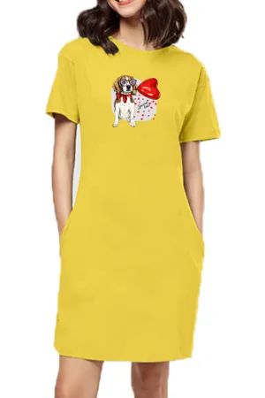 T-shirt Dress With Pockets - Beagle Furever Love (6 Colours) (Slim Fit)