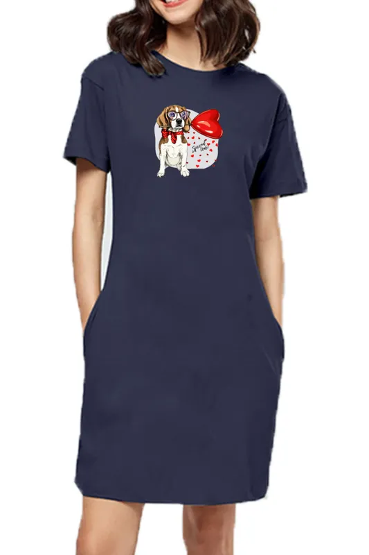 T-shirt Dress With Pockets - Beagle Furever Love (6 Colours) (Slim Fit)