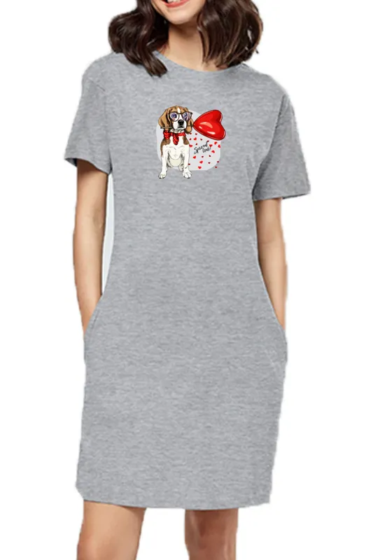 T-shirt Dress With Pockets - Beagle Furever Love (6 Colours) (Slim Fit)