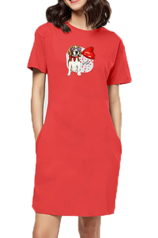 T-shirt Dress With Pockets - Beagle Furever Love (6 Colours) (Slim Fit)