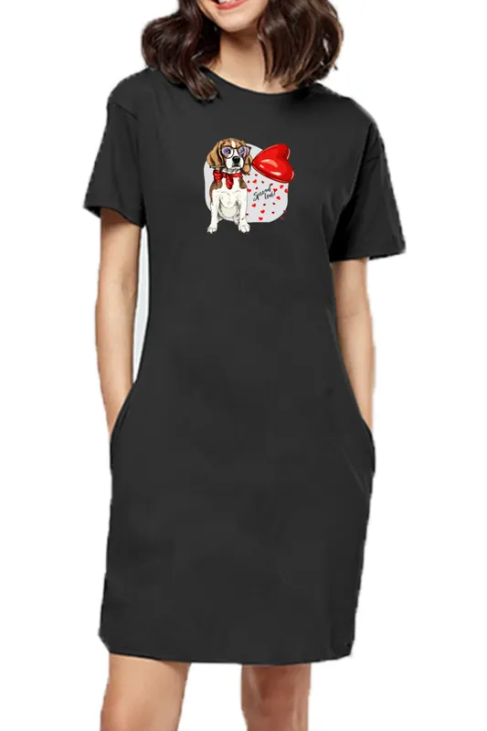 T-shirt Dress With Pockets - Beagle Furever Love (6 Colours) (Slim Fit)