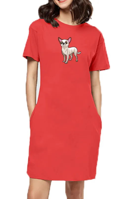 T-shirt Dress With Pockets - Chatty Chihuahua (6 Colours) (Slim Fit)