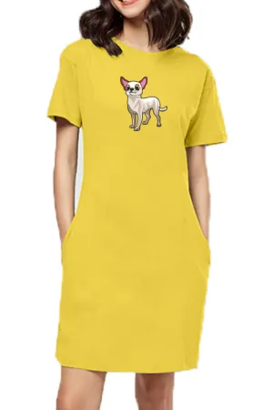 T-shirt Dress With Pockets - Chatty Chihuahua (6 Colours) (Slim Fit)