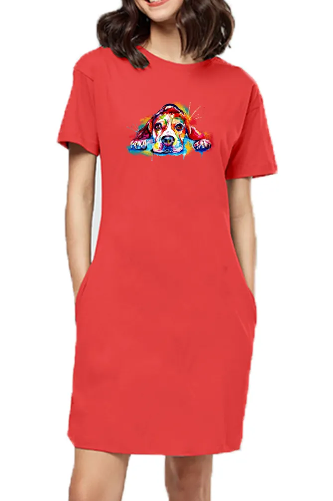 T-shirt Dress With Pockets - Droopy Dog Eyes (6 Colours) (Slim Fit)