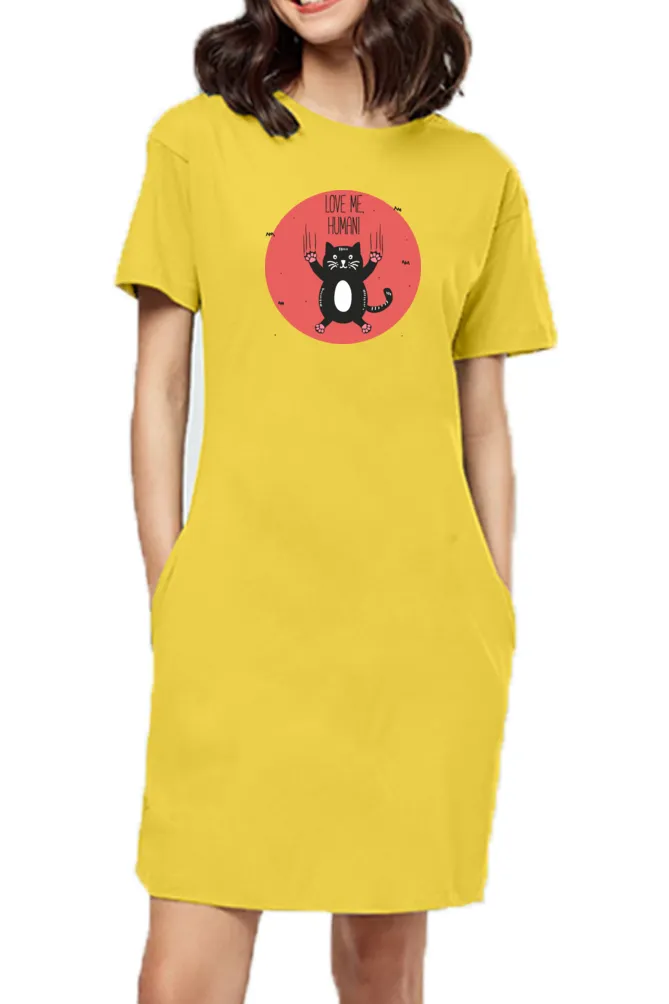 T-shirt Dress With Pockets - Love Me, Human (6 Colours) (Slim Fit)