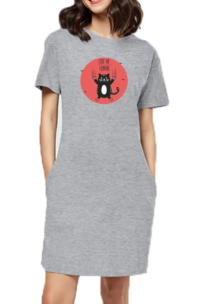 T-shirt Dress With Pockets - Love Me, Human (6 Colours) (Slim Fit)