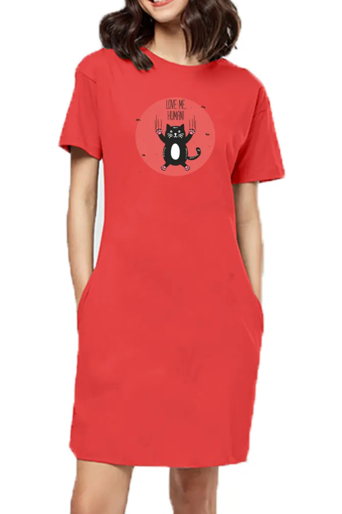 T-shirt Dress With Pockets - Love Me, Human (6 Colours) (Slim Fit)