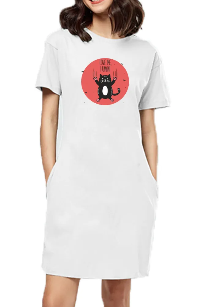 T-shirt Dress With Pockets - Love Me, Human (6 Colours) (Slim Fit)