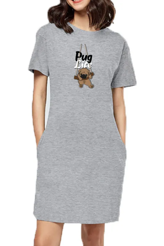 T-shirt Dress With Pockets - Pug Life (3 Colours) (Slim Fit)