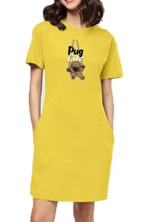 T-shirt Dress With Pockets - Pug Life (3 Colours) (Slim Fit)